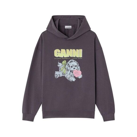 GANNI Have a Nice Day Graphic Hoodie Women GREY Sweaters & Knitwear